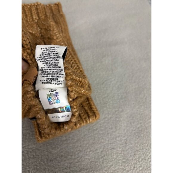UGG Women's Cable Knit Fingerless Gloves One Size Chestnut Brown New With Tag's - Picture 5 of 6